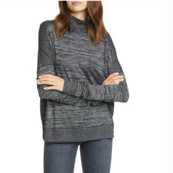 Rag & Bone Avryl Marled Mockneck sweater Size Small Black Gray - Picture 1 of 7